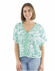 Chemisier viscose col V galon imprimé Bali24 2