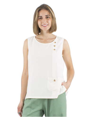 54% linen 46% viscose top 1 pocket