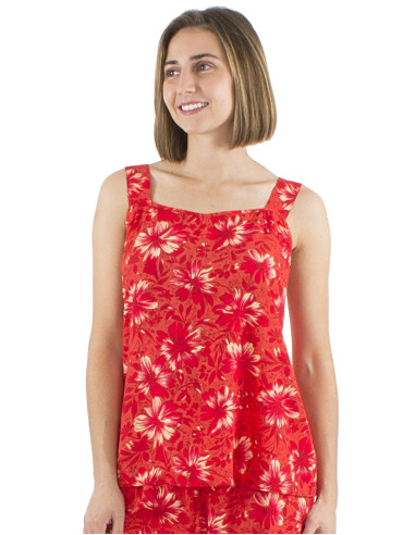 Viscose top with large straps with Cassandra print