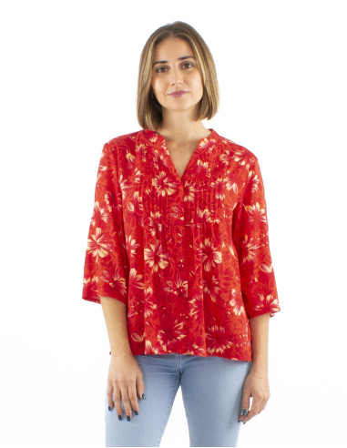 Viscose blouse with 3/4 sleeves and Cassandra print