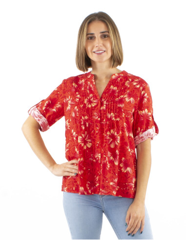 Viscose blouse with 3/4 sleeves and Cassandra print