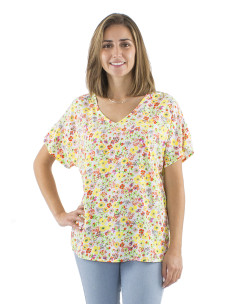 Top viscose col V imprimé Pretty 2