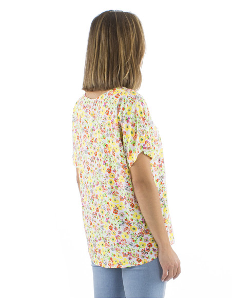 Top viscose col V imprimé Pretty