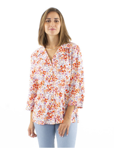Chemisier viscose col manches 3/4 imprimé Pretty