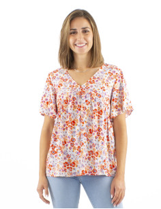 Chemisier viscose manches courtes imprimé Pretty