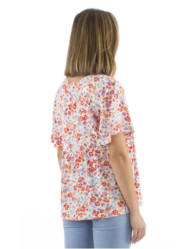 Viscose blouse with short sleeves and Pretty print