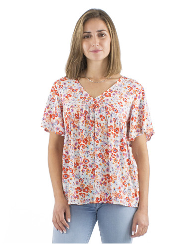 Viscose blouse with short sleeves and Pretty print