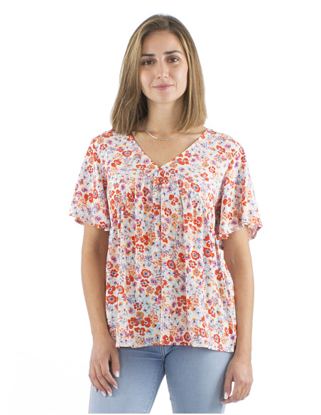 Viscose blouse with short sleeves and Pretty print