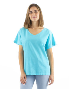 Chemisier coton uni manches courtes sw