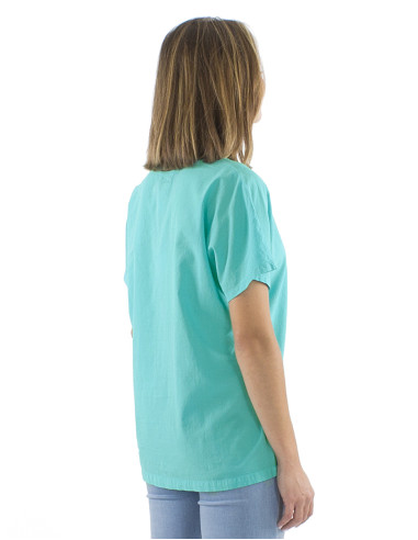 Cotton plain sw blouse with short sleeves