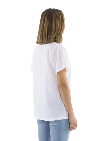 Cotton plain sw blouse with short sleeves