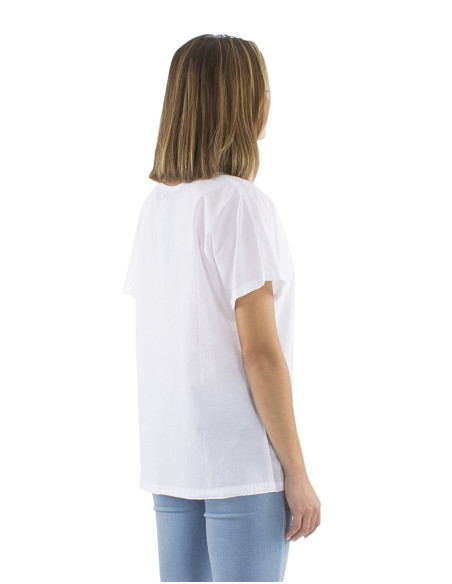 Cotton plain sw blouse with short sleeves