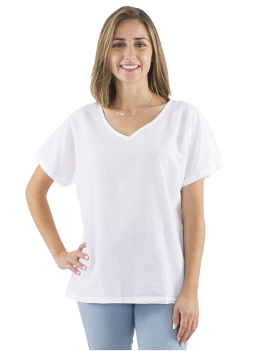 Cotton plain sw blouse with short sleeves