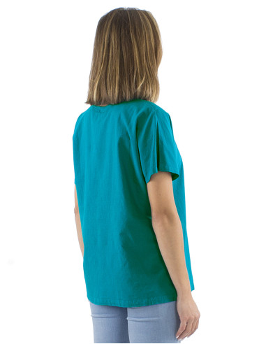 Cotton plain sw blouse with short sleeves