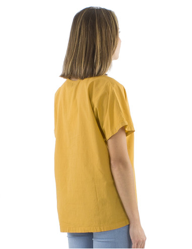 Cotton plain sw blouse with short sleeves