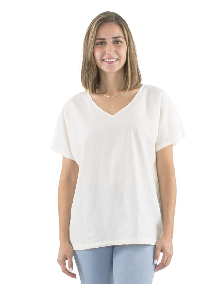 Cotton plain sw blouse with short sleeves