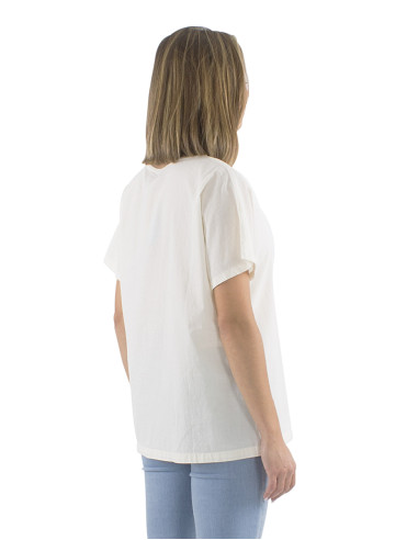 Cotton plain sw blouse with short sleeves