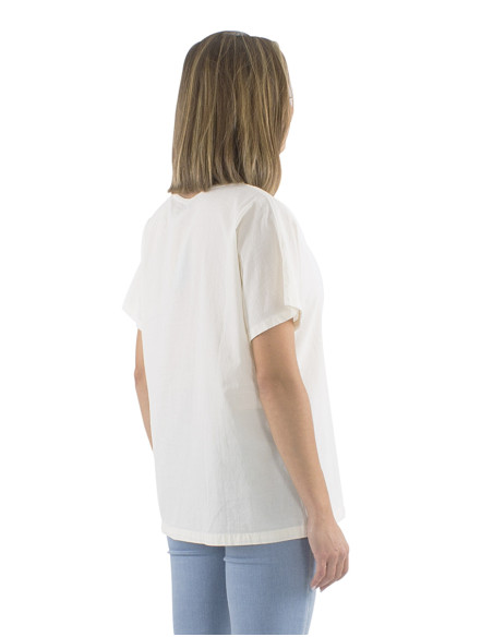 Cotton plain sw blouse with short sleeves