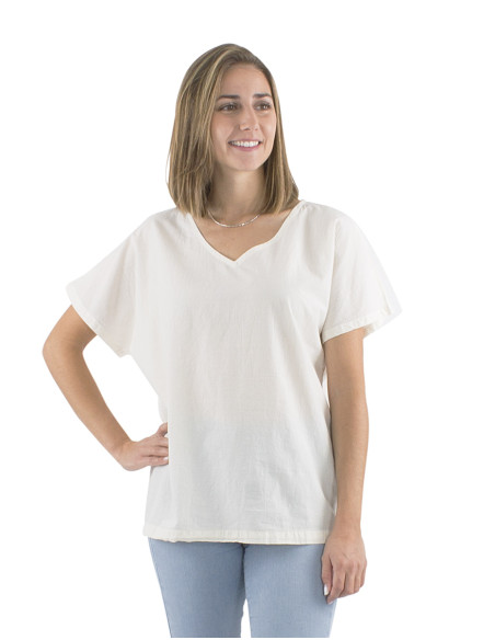 Cotton plain sw blouse with short sleeves