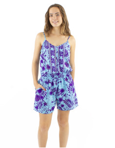 Combi courte polyester bretelles imprimé Aster doré