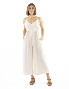 Cotton plain sw 3/4 overall with stripes