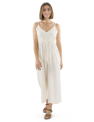 Cotton plain sw 3/4 overall with stripes