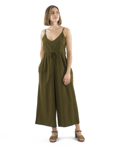 Cotton plain sw 3/4 overall with stripes