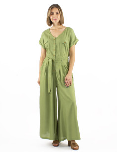 Long viscose plain combo with buttons