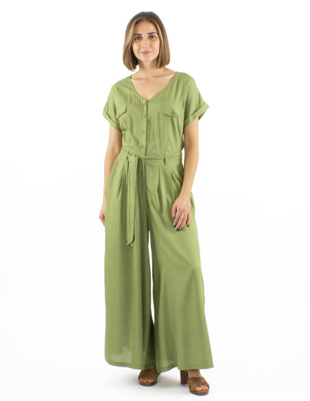 Long viscose plain combo with buttons