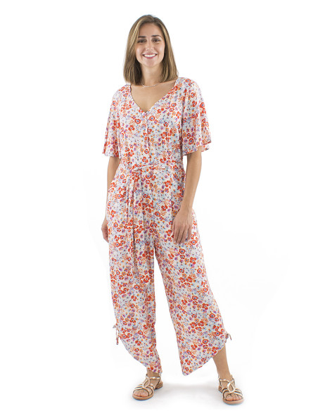 Salopette viscose manches courtes imprimé Pretty