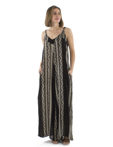 Combinaison viscose crêpe blanc/noir