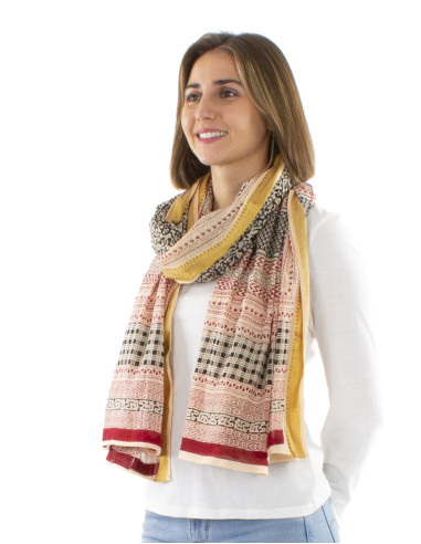 Paréo foulard coton tampons