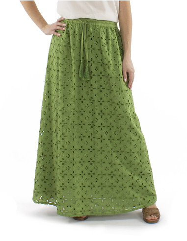Cotton long plain straight skirt with lining