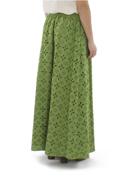 Cotton long plain straight skirt with lining