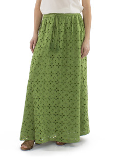 Cotton long plain straight skirt with lining 2