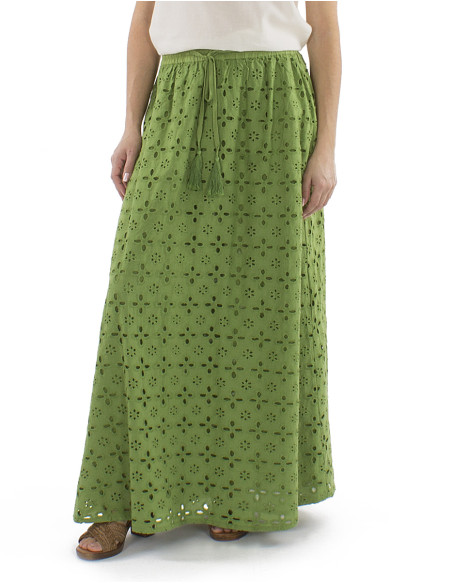 Cotton long plain straight skirt with lining