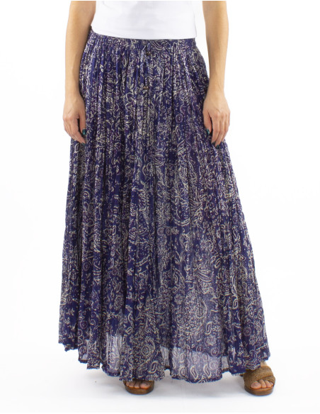Cotton voile wrinkled skirt with Herma print
