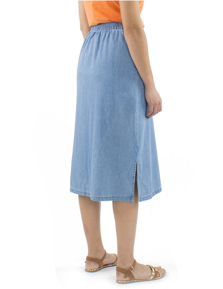 Jupe coton denim boutonnée 2 poches