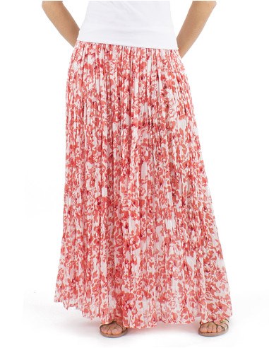 Cotton voile wrinkled skirt with Bali24 print