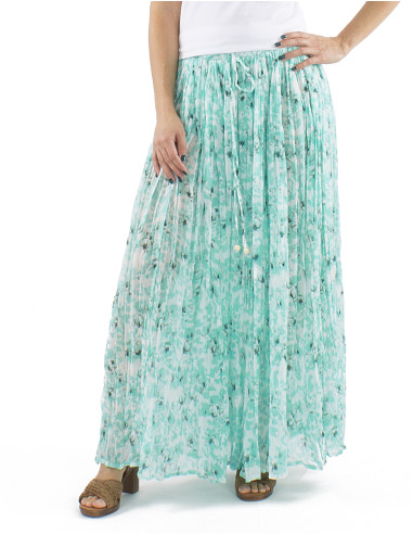 Cotton voile wrinkled skirt with Bali24 print