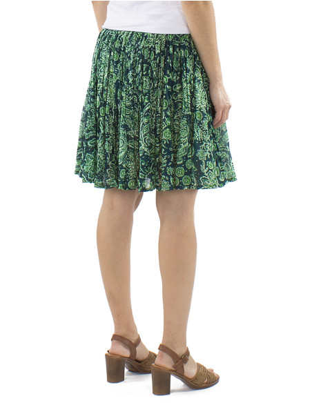Cotton wrinkled mini skirt with Herma print