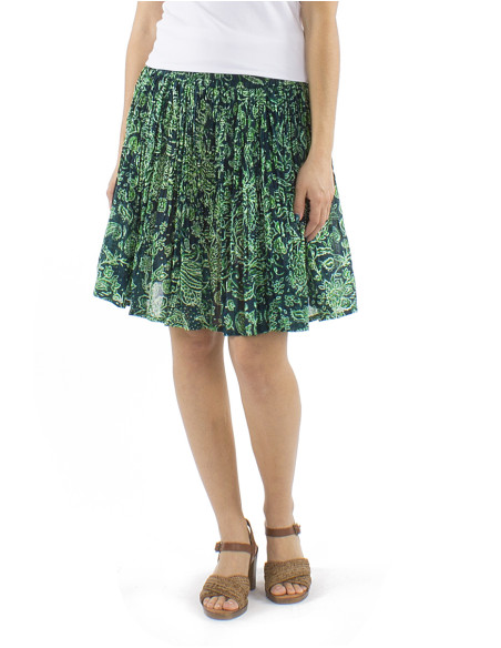 Cotton wrinkled mini skirt with Herma print