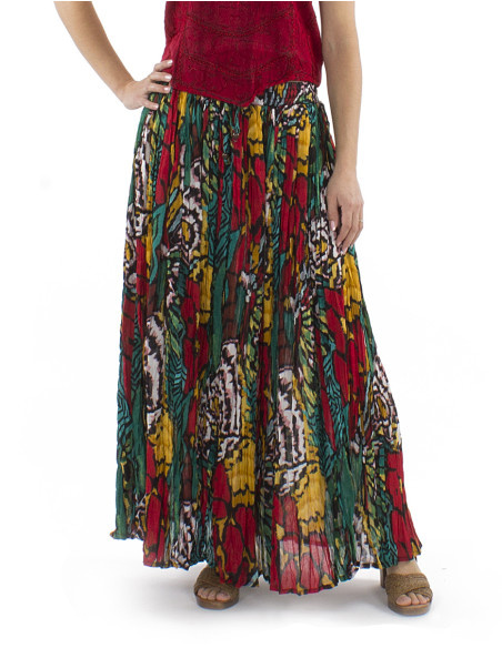 Jupe coton froissé voile imprimé Sauvage