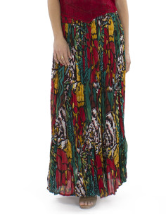 Cotton voile wrinkled skirt with Sauvage print 2