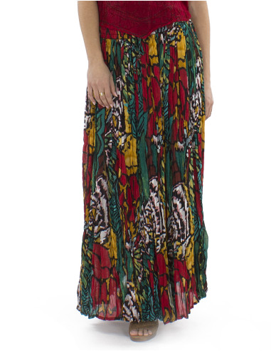 Jupe coton froissé voile imprimé Sauvage
