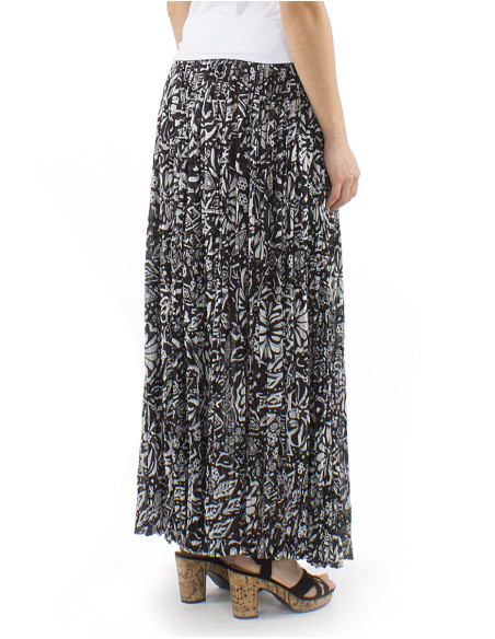 Jupe coton froissé voile imprimé Magnolia