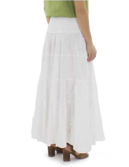 Cotton white skirt with lining and ruffles