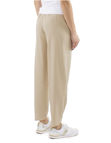 54% linen 46% viscose pants with 2 pockets and elastic belt