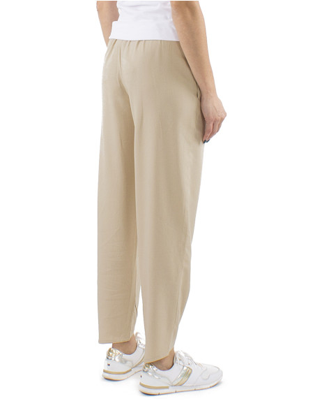 54% linen 46% viscose pants with 2 pockets and elastic belt