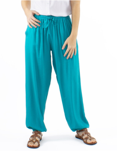 Pantalon Viscose Uni Carotte Poches Elas